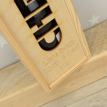 Personalised Cheers Engraved Wooden Bottle Box, 5 of 5