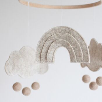 Cloud And Rainbow Baby Mobile, Natural Beige, 5 of 8