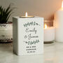 Personalised Botanical White Wooden Tea Light Holder, thumbnail 3 of 4