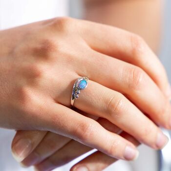 Handmade Dainty Blue Opal Ring, 3 of 5