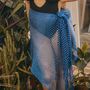 Royal Blue Mesh Viscose Metallic Wrap Shawl, thumbnail 3 of 5