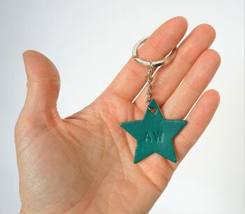 Personalised Marbled Leather Star Keyring, 3 of 3