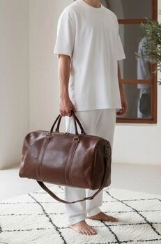 Genuine Leather Holdall Duffel Weekender, 5 of 12