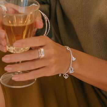 Peace Love And Freedom Sterling Silver / Gold Vermeil Charm Bracelet, 4 of 10