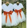 Handmade Lace Pearl Button Tutu Flower Girl Dress, thumbnail 2 of 10