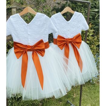 Handmade Lace Pearl Button Tutu Flower Girl Dress, 2 of 10