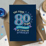 Funny 80th ‘Childhood’ Milestone Birthday Card, thumbnail 1 of 3