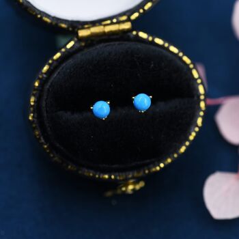 Genuine Turquoise Stone Tiny Stud Earrings, 6 of 12