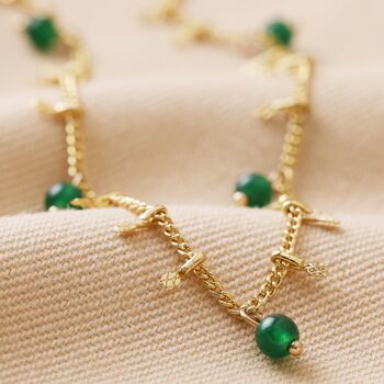 Green Semi Precious Beaded Necklace In Gold Plating, 2 of 10