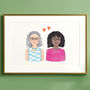 Personalised Couple Portrait Hand Drawn Print, thumbnail 4 of 7