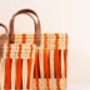 Decorative Reed Basket, Orange Stripe, thumbnail 4 of 5