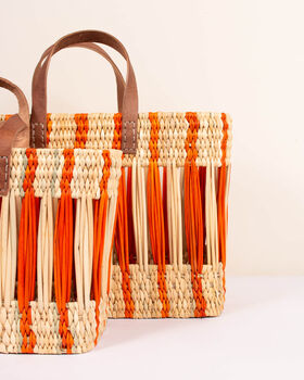 Decorative Reed Basket, Orange Stripe, 4 of 5