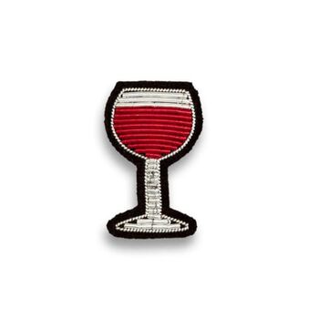 Hand Embroidered Cannetille Brooch Pin 'Glass Of Wine', 4 of 5