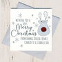 Ten Personalised Glittery Rudolf Christmas Cards, thumbnail 1 of 1