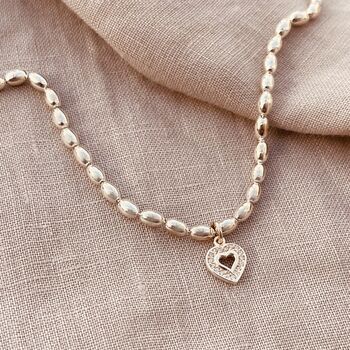 Sterling Silver Cz Mini Heart Bracelet, 3 of 4