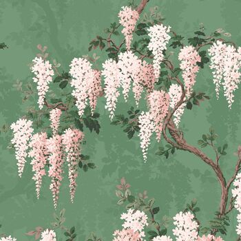 Wisteria Botanical Green Wallpaper, 4 of 5
