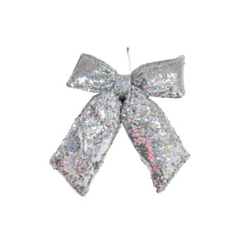 Silver Glitter Puffed Christmas Bow, 2 of 3