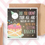Waistline Funny Cheeky Cake Birthday Card Husband Wife Mum Dad Brother Sister 30 40 50 60 70, thumbnail 1 of 6