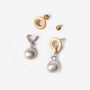 Silver Bead Gold Circle Drop Earrings, thumbnail 3 of 4