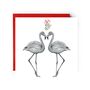 Flamingo Kisses Under The Mistletoe Christmas Card, thumbnail 1 of 5