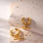 Chunky 18 K Thick Gold Plated T Bar Hoop Earrings, thumbnail 1 of 6