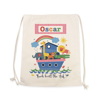 Personalised Kid's Noah's Ark Cotton Pe Kit Bag, 2 of 3