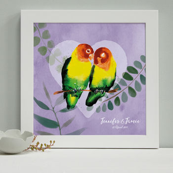 Personalised Engagement Lovebirds Framed Print, 2 of 8