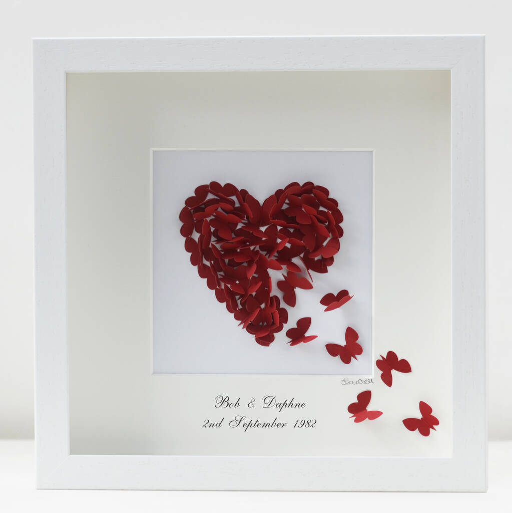 Personalised Ruby Wedding Anniversary Butterfly Heart, 1 of 10