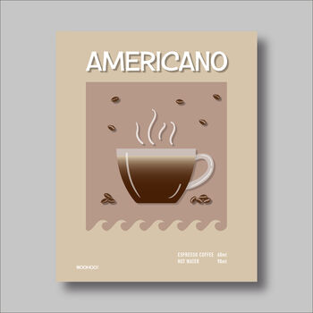Americano Coffee Print Three Colour Options, 2 of 6