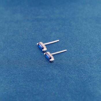 Sapphire Blue Birthstone Stud Earrings, 925 Sterling Silver, 3 of 6