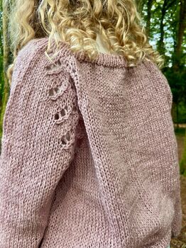 The Kids Hand Knitted Pink Eyelet Cardigan, 4 of 4