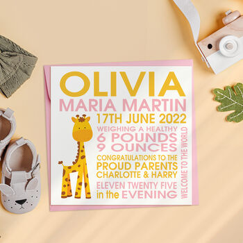 New Born Baby Giraffe Card, 3 of 4