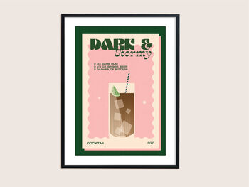 Retro Cocktail Dark And Stormy Print, 3 of 5