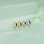 Sterling Silver Black Single Baguette Cut Cz Huggie Hoop, thumbnail 3 of 12