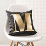 Personalised Monogram Black And Gold Cushion, thumbnail 1 of 3