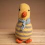 Handmade Duck Stripy Yellow Fair Trade Toy, thumbnail 2 of 6