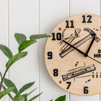 Personalised Wooden Diy Tools Man Cave Clock, 2 of 3