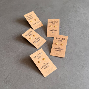 Exceptional Sister Sterling Silver Gold Star Earrings, 8 of 8