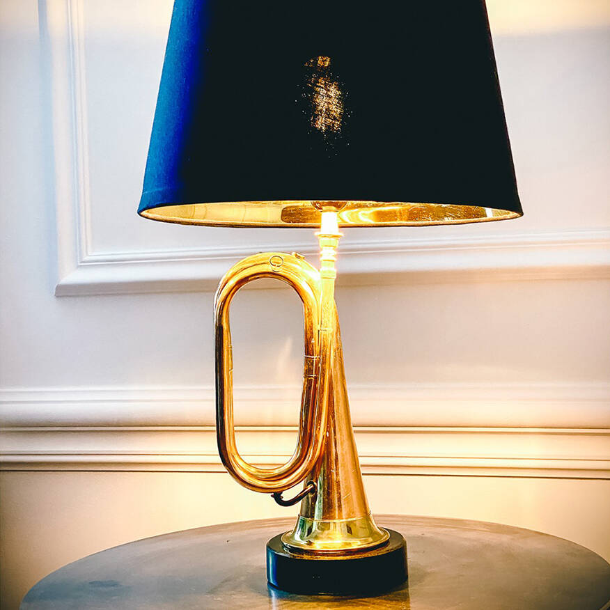Black Shade Hanover Bugle Lamp, 1 of 2