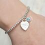 Sterling Silver Ball Slider Bracelet Personalised Mini Heart And Birthstone, thumbnail 3 of 11