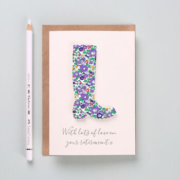 Personalised Liberty Welly Retirement Card, 3 of 4