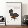 Furniture Illustration Print Eames Lounge Chair, thumbnail 5 of 5