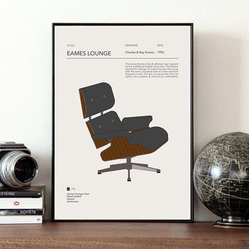 Furniture Illustration Print Eames Lounge Chair, 5 of 5