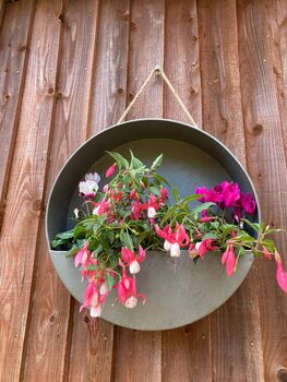 Silver Zinc Hanging Round Wall Planter 35cm Garden Pot, 9 of 9