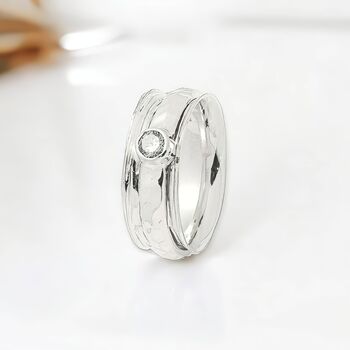 Personalised Sterling Silver Cubic Zirconia Spinner Ring, 2 of 7