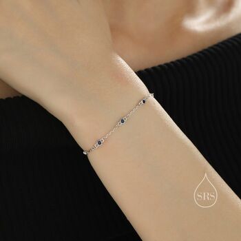 Extra Delicate Sapphire Blue Cz Bezel Bracelet, 4 of 11