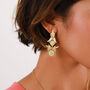 Gold Plated Clip Drop Earrings Flower Shape, thumbnail 1 of 3