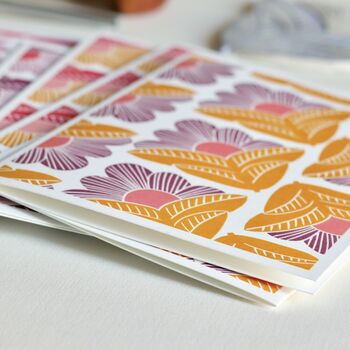 Sunrise Floral Linocut Notecards Set Of Eight, 2 of 7