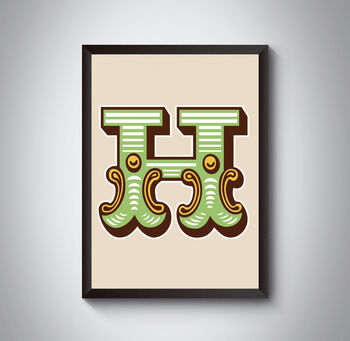 H Capital Letter Bold Carnival Circus Art Print, 4 of 4