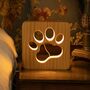 Cat Dog Paw Wood Carved LED Cute Night Light Lamp, thumbnail 4 of 8